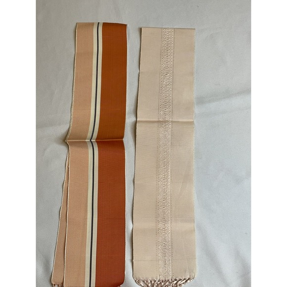 Vintage Japanese Obi Tie Waist Fabric Belt Peach Orange Stripes 40 Inches Spring - Picture 13 of 13